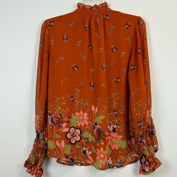 Anthropologie Floral Chiffon Blouse Size S - Picture 4 of 11